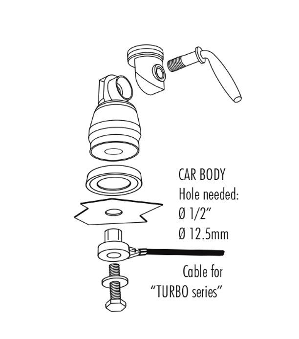 Sirio MINI TURBO Model “S” WHITE COAX - Antenna veicolare C.B. 800W, 125 cm.