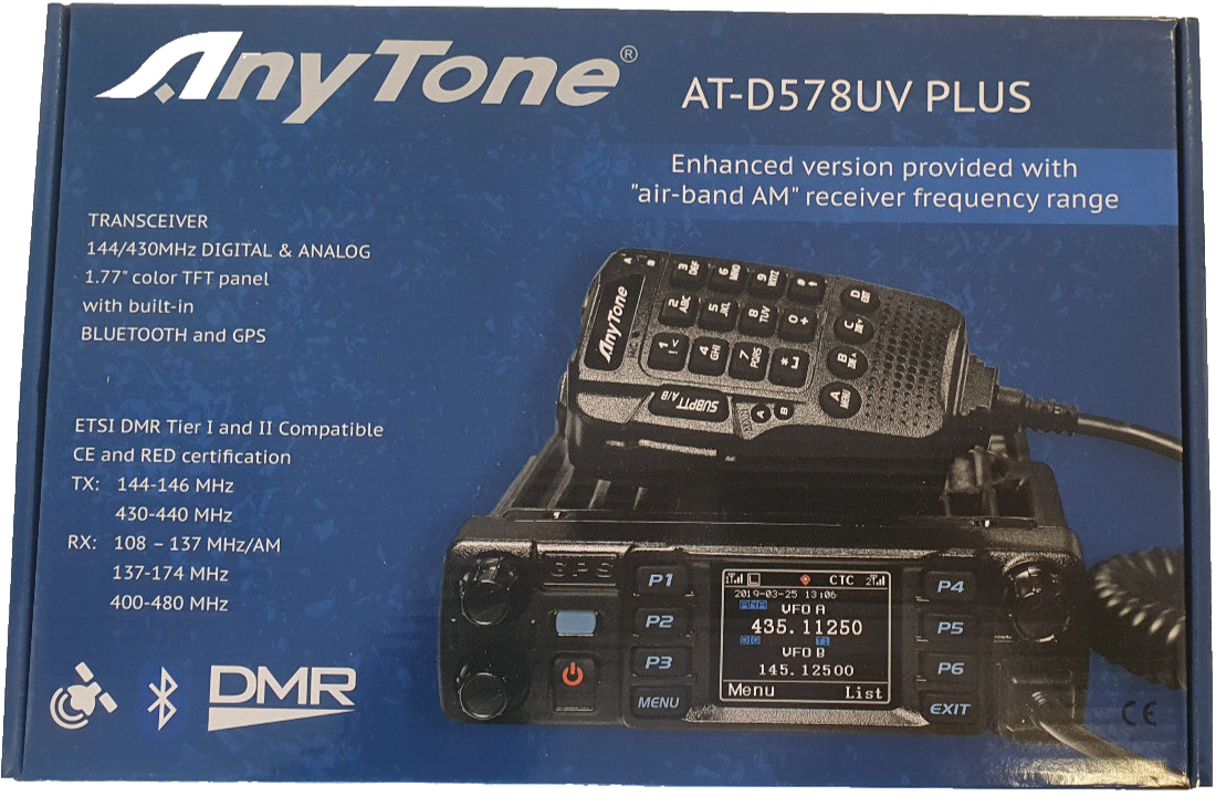 ANYTONE AT-D578UV II PLUS RTX Mobile VHF/UHF Aalogico/DMR + AIRBAND bluetooth