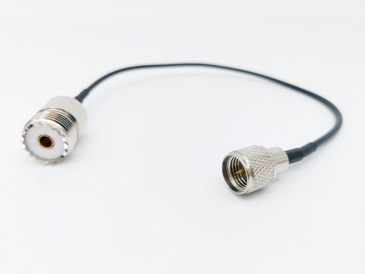 Cavetto adattatore da Mini UHF maschio a femmina SO239, lunghezza 20 cm, cavo RG-174