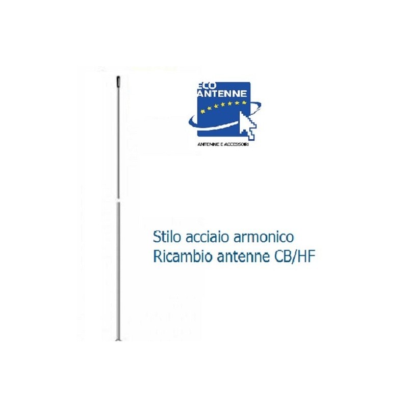 Stilo acciaio armonico lunghezza 200 cm. diametro base 3,5 mm, ricambio antenne veicolari