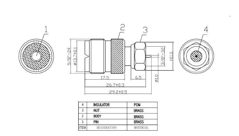 Adattatore da F maschio a SO239 UHF PL femmina