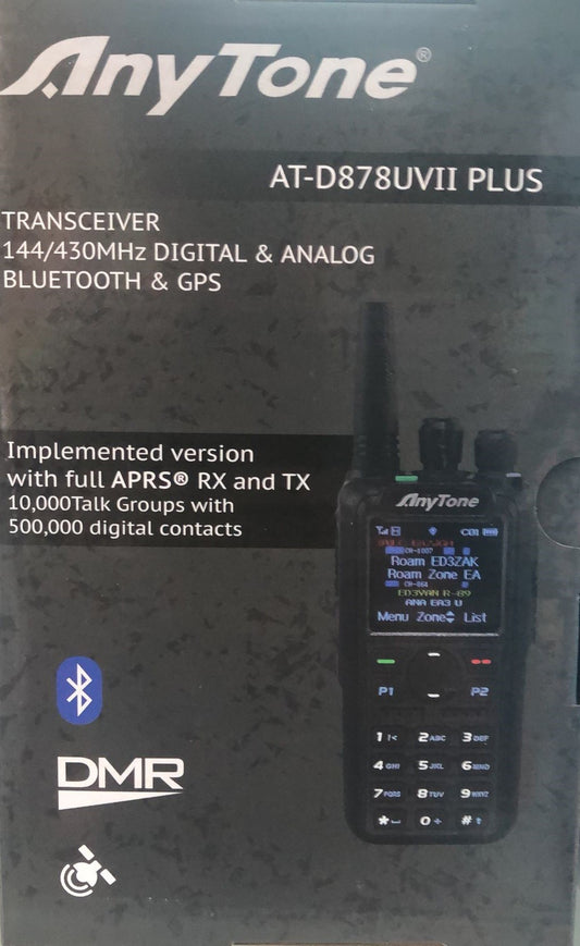 ANYTONE AT-D878UVII PLUS - Ricetrasmettitore Portatile VHF/UHF con APRS e Bluetooth