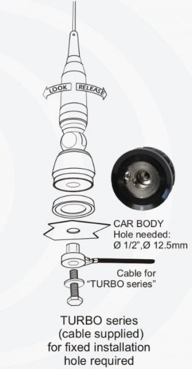 Sirio TURBO 2000 Blue line, antenna veicolare C.B. con cavo rg-58