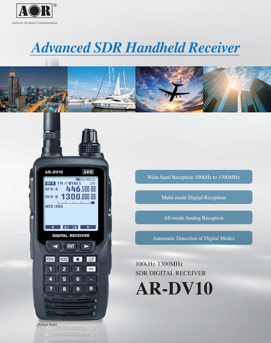 AOR AR-DV10 ricevitore scanner per modi analogici e digitali 100KHz~1300MHz portabile (USATO)