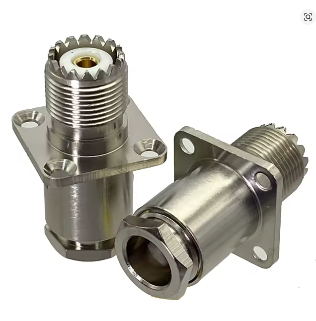 HRS SO239FM5 Connettore UHF femmina da pannello con flangia a morsetto per cavi 5-5,4 mm