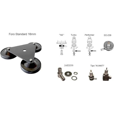 Base magnetica neutra 3 magneti diametro 9 mm