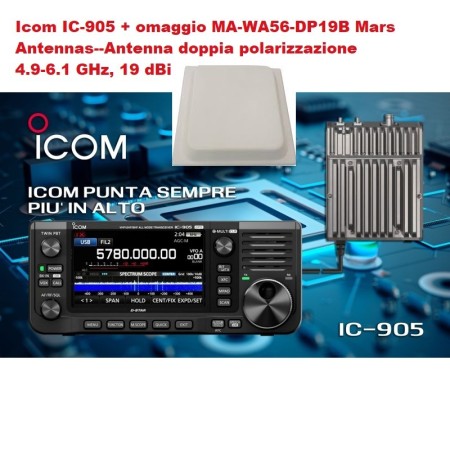 Icom IC-905 Ricetrasmettitore 144/430/1200/2400/5600 MHz e 10 GHz opzional + antenna omaggio