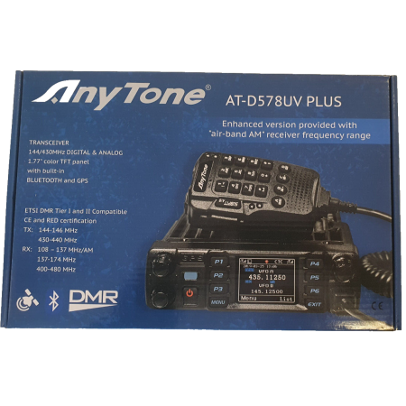 ANYTONE AT-D578UV II PLUS RTX Mobile VHF/UHF Aalogico/DMR + AIRBAND bluetooth