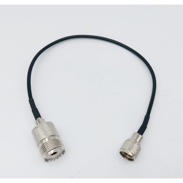 Mini UHF male to female SO239 adapter cable, length 20 cm, RG-174 cable