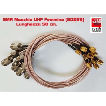 Adapter cable from SMA Male to Female UHF SO239 length. 50cm RG-316 teflon