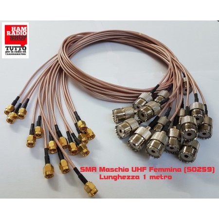 Adapter cable from SMA Male to Female UHF SO239 20 cm long. RG-316 teflon