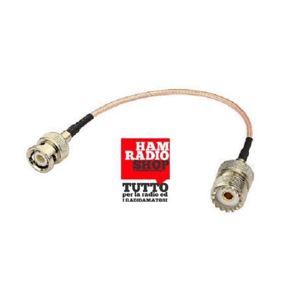 Cavetto adattatore da BNC Maschio a Femmina UHF SO239 lungh. 20 cm RG-316 teflon