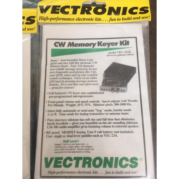 VECTRONICS VEC-221K kit Keyer CW 4 memorie 128 caratteri ognuna