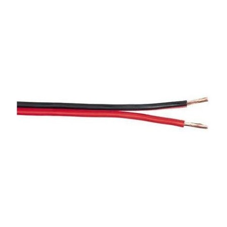 Red and black two-wire flat copper-plated cable section. 2.5 mm2, sold by the meter