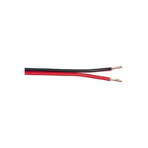 Red and black two-wire flat copper-plated cable section. 2.5 mm2, sold by the meter