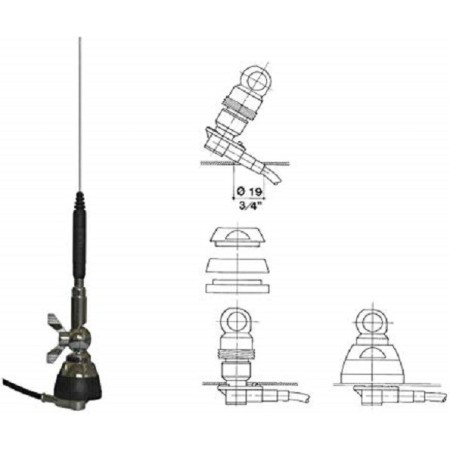 SIRIO SDB 270 BLACK SL - Antenna veicolare inclinabile 144/430 MHz