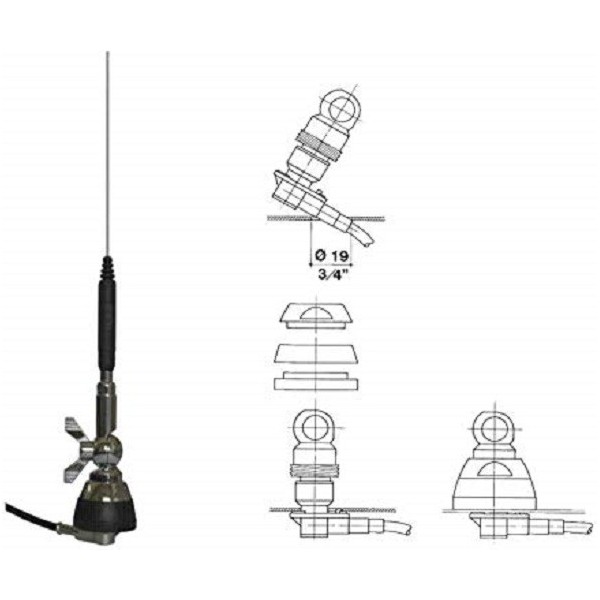 Sirio SDB 270 BLACK SL - Antenna veicolare inclinabile 144/430 MHz