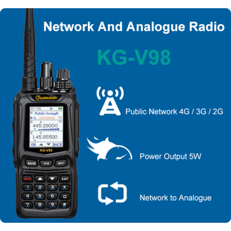 KG-V98 LTE - Easyptt Ricetrasmettitore TRIBANDA VHF/UHF analogica + 4 G LTE