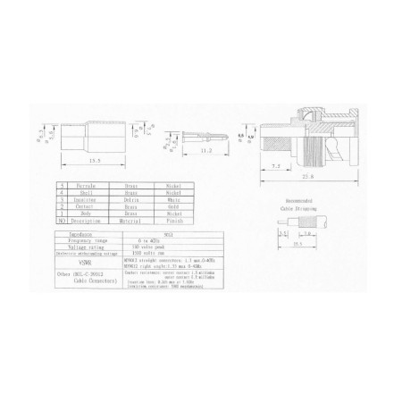 Connettore BNC maschio a crimpare  X cavi 5,4 mm