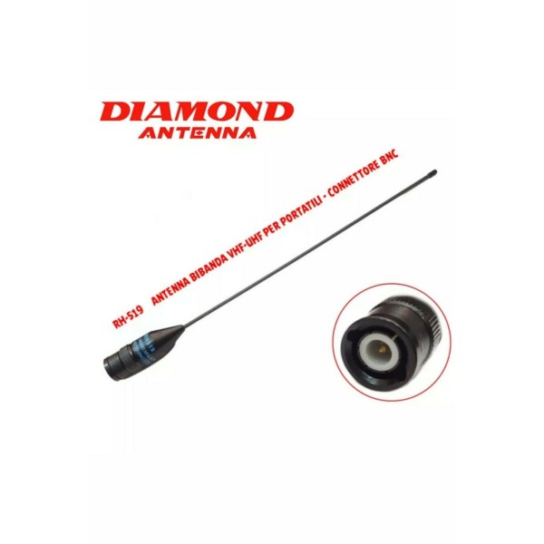 DIAMOND RH-519 DUAL BAND ANTENNA FOR PORTABLES WITH BNC CONNECTOR