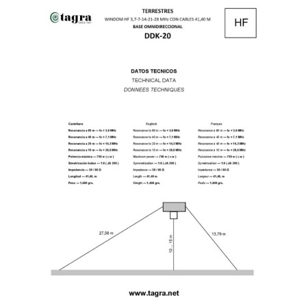 Tagra DDK-20  - Antenna filare windom 10-15-20-40-80 M.