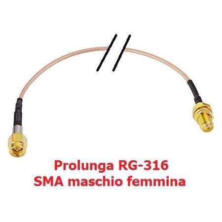 Câble d'extension de longueur SMA mâle à SMA femelle. 1 m. Téflon RG-316