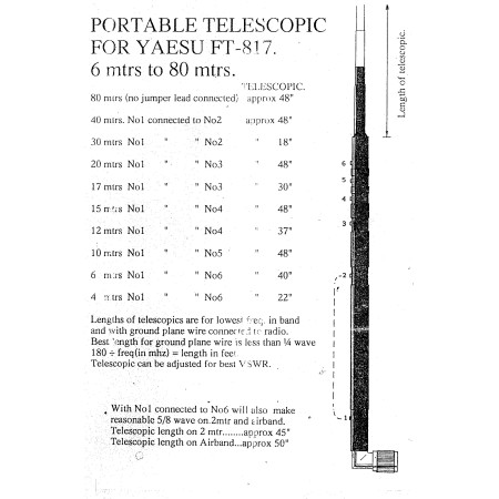 ECO ANTENNE ATX-1080 Antenna HF multibanda trasportabile dai 80m a 2m, per l'FT-817 FT-818, KX3, X5105, G90