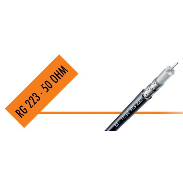 RG-223/U MIL - Professional double braided coaxial cable, diam. 5.4 mm to MIL standards.