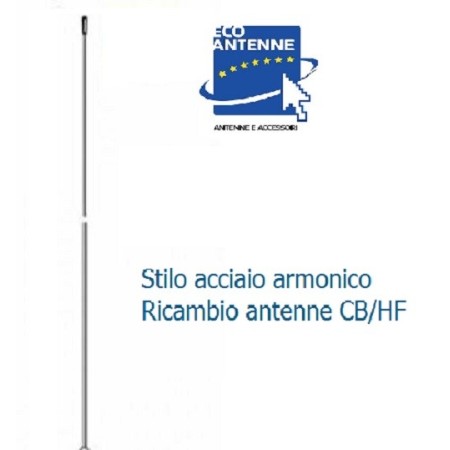 Stilo di ricambio in acciaio armonico per antenne, lunghezza 150 cm.