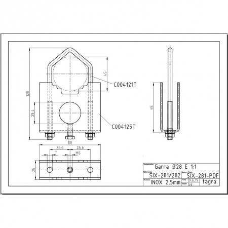 STAINLESS STEEL SUPPORT FOR MAST 28 MM (2 UNITS)