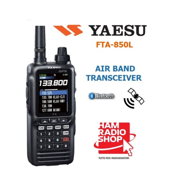 Yaesu FTA-850L Ricetrasmettitore aereonautico portatile con GPS, VOR e ILS