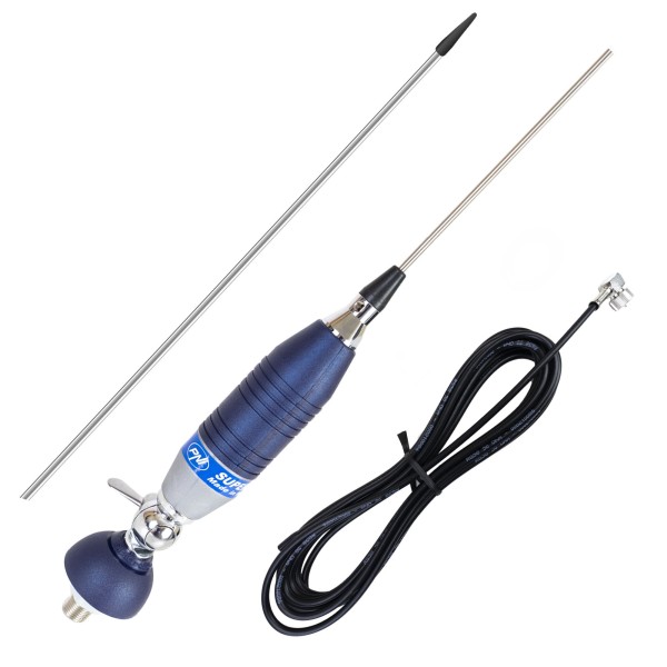 Antenna CB PNI di Sirio SUPER 9 155 cm, 27-28,5 MHz, 250W, supporto, cavo 4m RG58 e spina PL259 inclusi