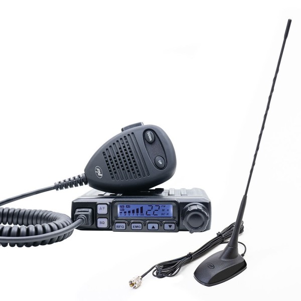 Station radio CB PNI Escort HP 7120 ASQ, RF Gain, 4W, 12V et antenne CB PNI Extra 48 avec aimant inclus, 45cm, SWR 1.0