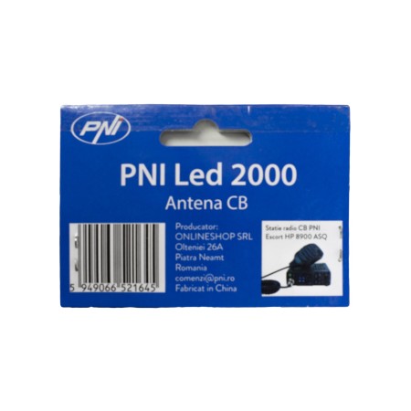 Antenne CB PNI LED 2000, 90 cm, avec base magnétique 145 mm, 26-28 MHz, 500 Watt, s'allume pendant la transmission