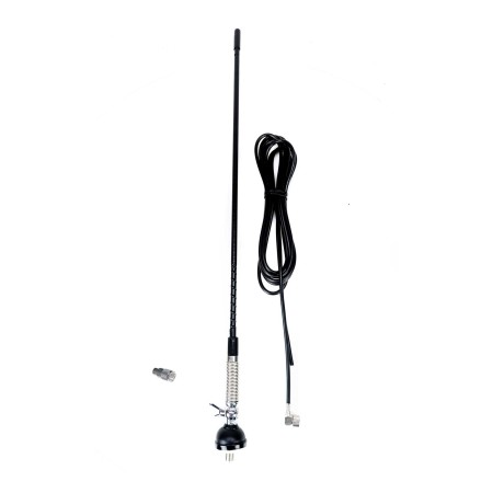 Antenna CB PNI S60 con farfalla, lunghezza picchetto 59 cm, con supporto, cavo 4 m e spina PL, fibra di vetro