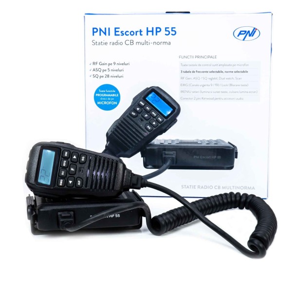 PNI Escort HP 55 ASQ CB radio station, multi-norm, RF gain, ASQ, adjustable SQ, cigarette lighter socket included