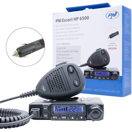 PNI Escort HP 6500 CB radio station, multistandard, 4W, AM-FM, 12V, ASQ, RF Gain, cigarette lighter socket included