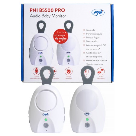 Audio Baby Monitor PNI B5500 PRO wireless con lampada notturna, funzione Vox e cercapersone