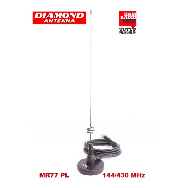 DIAMOND MR-77 Antenna veicolare magnetica bibanda144-430 MHz connettore PL