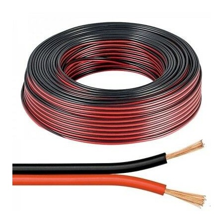 Red-black two-wire flat section. 2.5 mm2, sold by the meter