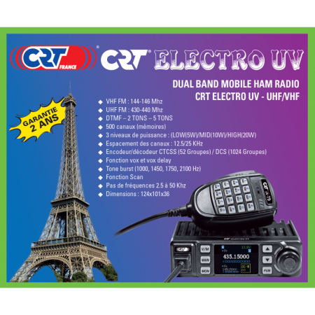 CRT ELECTRO UV - V3 VOX, Ricetrasmettitore veicolare  UHF-VHF 20 Watts