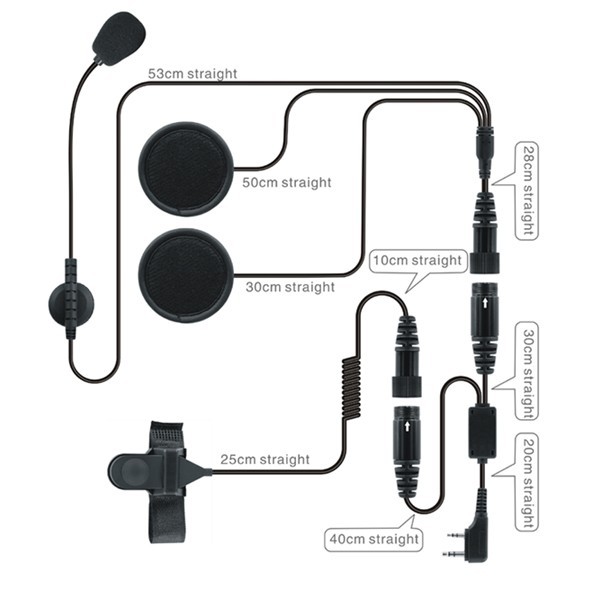 HRS 502K Kit casco Moto cuffia con mic. e ptt, per Kenwood Wouxun Baofeng Zodiac TYT Polmar CTE