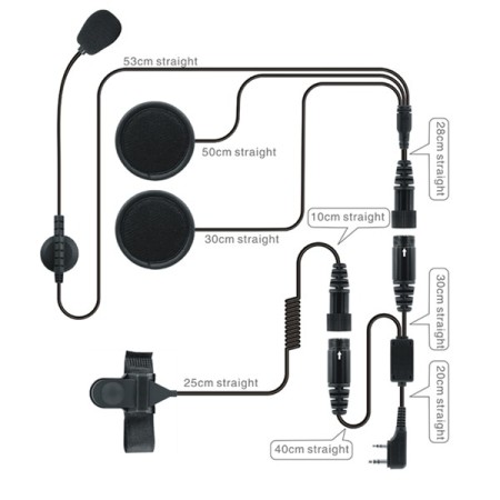 HRS 502S Kit Motociclare cuffia con mic. e ptt per Icom, Midland, Standard etc.