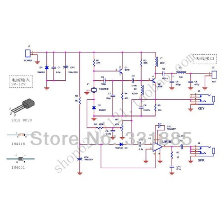 Kit HRS QRP - Émetteur-récepteur CW bande 40 mètres 7,023 MHz avec boîtier en plexiglas