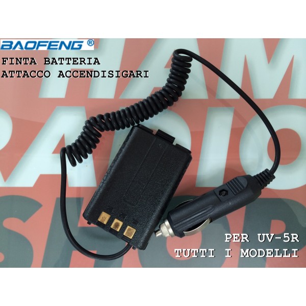 Finta batteria attacco accendisigari per Baofeng UV-5 UV-8 e UV-9