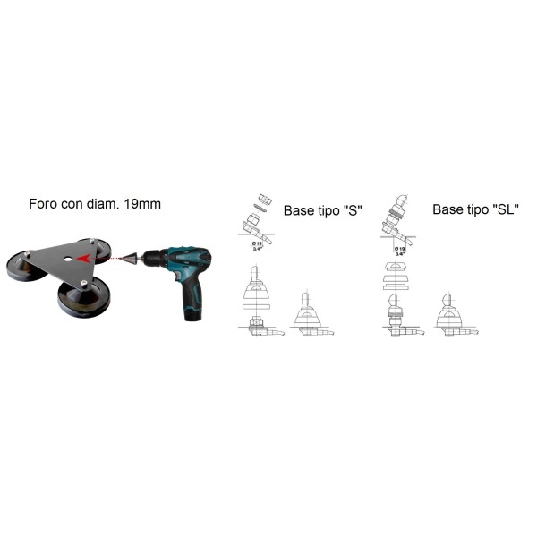 UM-310 Triple magnetic base with 16mm hole, magnets d. 95mm