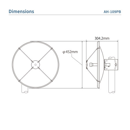 Antenne parabolique Icom AH-109PB 10-10,5 GHz 45 cm de diamètre 31 dBi pour IC-905 et CX-10G