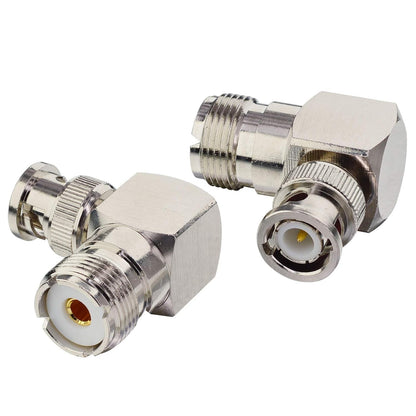 HRS BNC-M/SO239 90° Adattatore coassiale da BNC maschio a Femmina UHF SO239 angolare