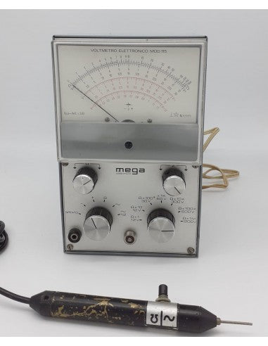 MEGA ELETTRONICA 115 - VOLTMETRO ELETTRONICO, STRUMENTO VINTAGE USATO, FUNZIONANTE DA RICALIBRARE (PER COLLEZIONISTI)