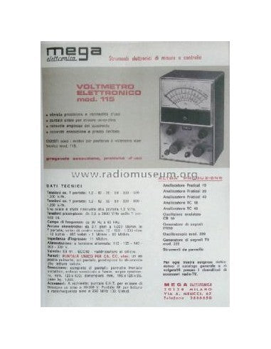 MEGA ELETTRONICA 115 - VOLTMETRO ELETTRONICO, STRUMENTO VINTAGE USATO, FUNZIONANTE DA RICALIBRARE (PER COLLEZIONISTI)